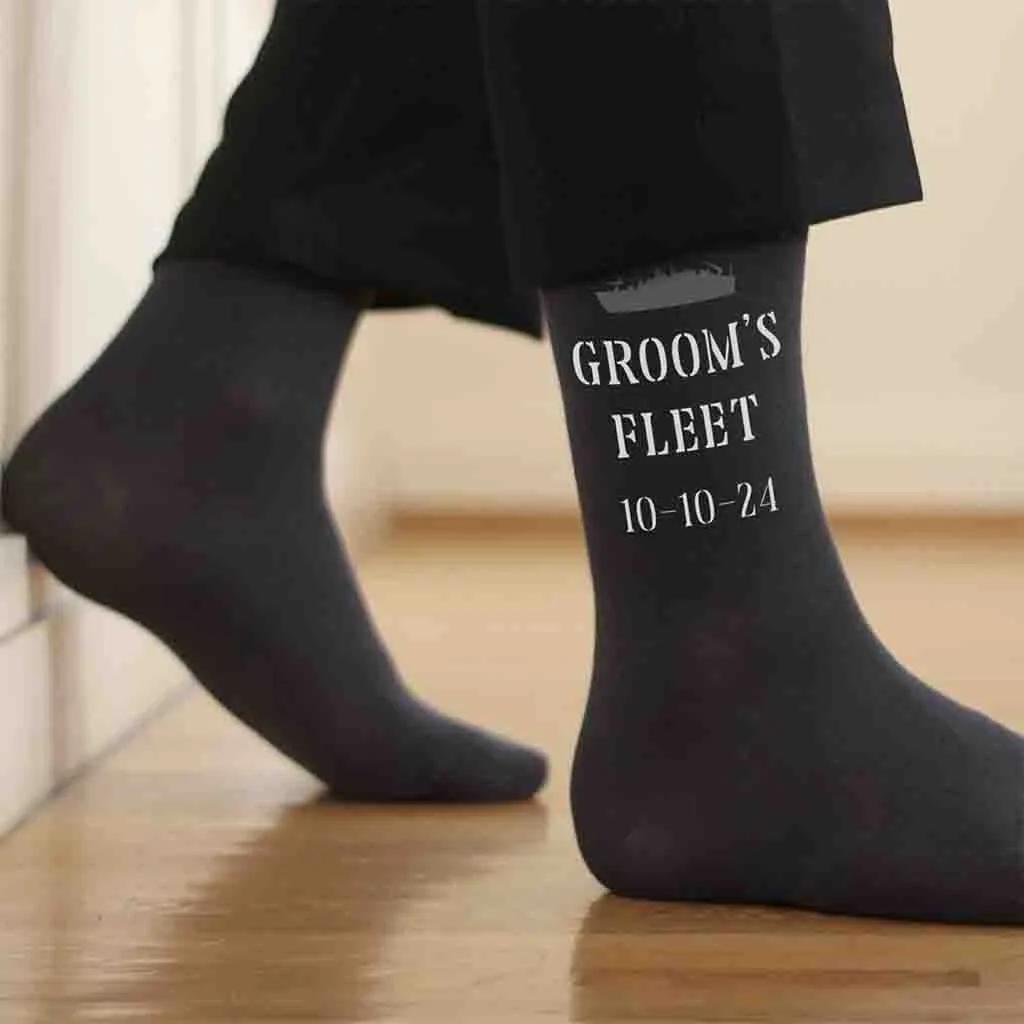 Navy Personalized Wedding Socks with Wedding Date - Buy Now!