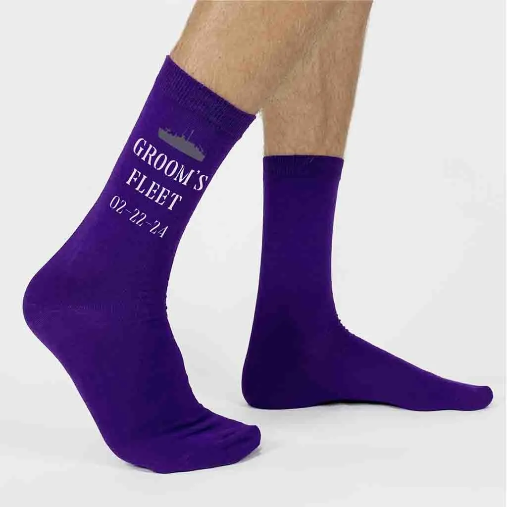 Navy Personalized Wedding Socks with Wedding Date - Buy Now!