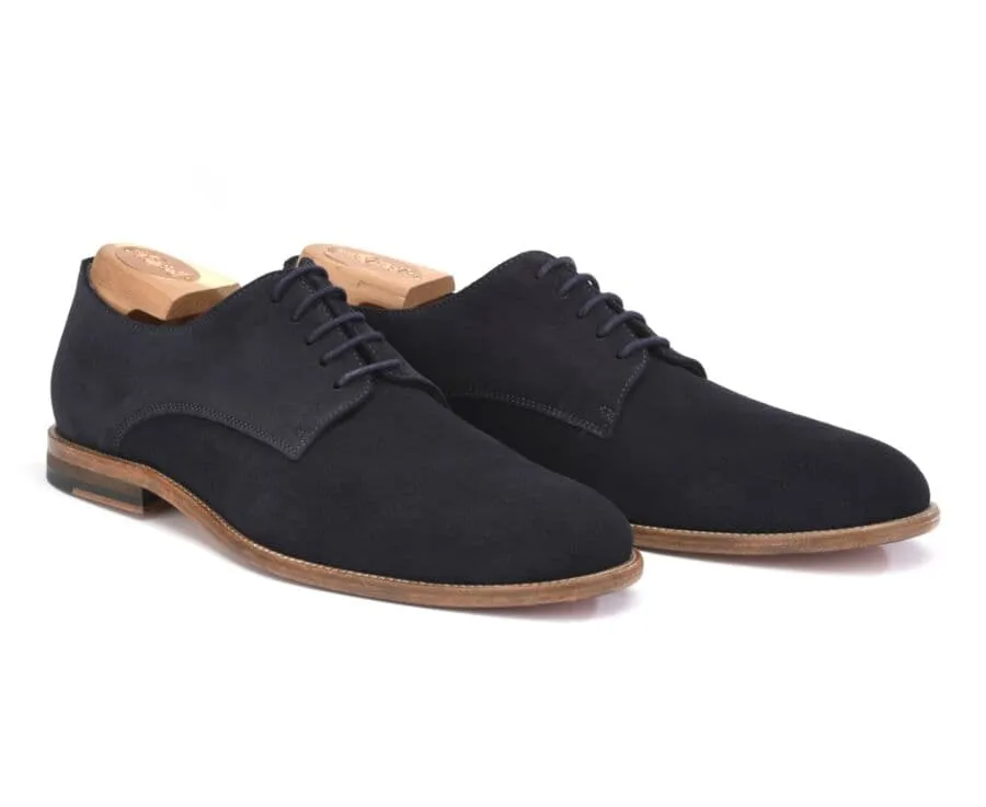 Navy Suede Derby Shoes - Leather outsole - HILPERTON