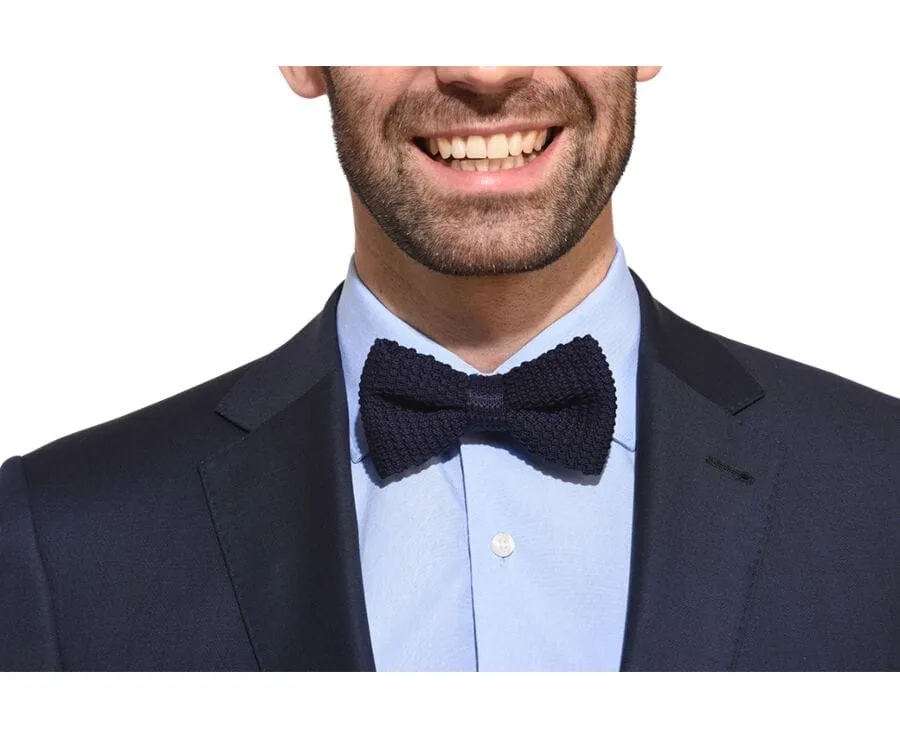 Navy Woolen Bow Tie