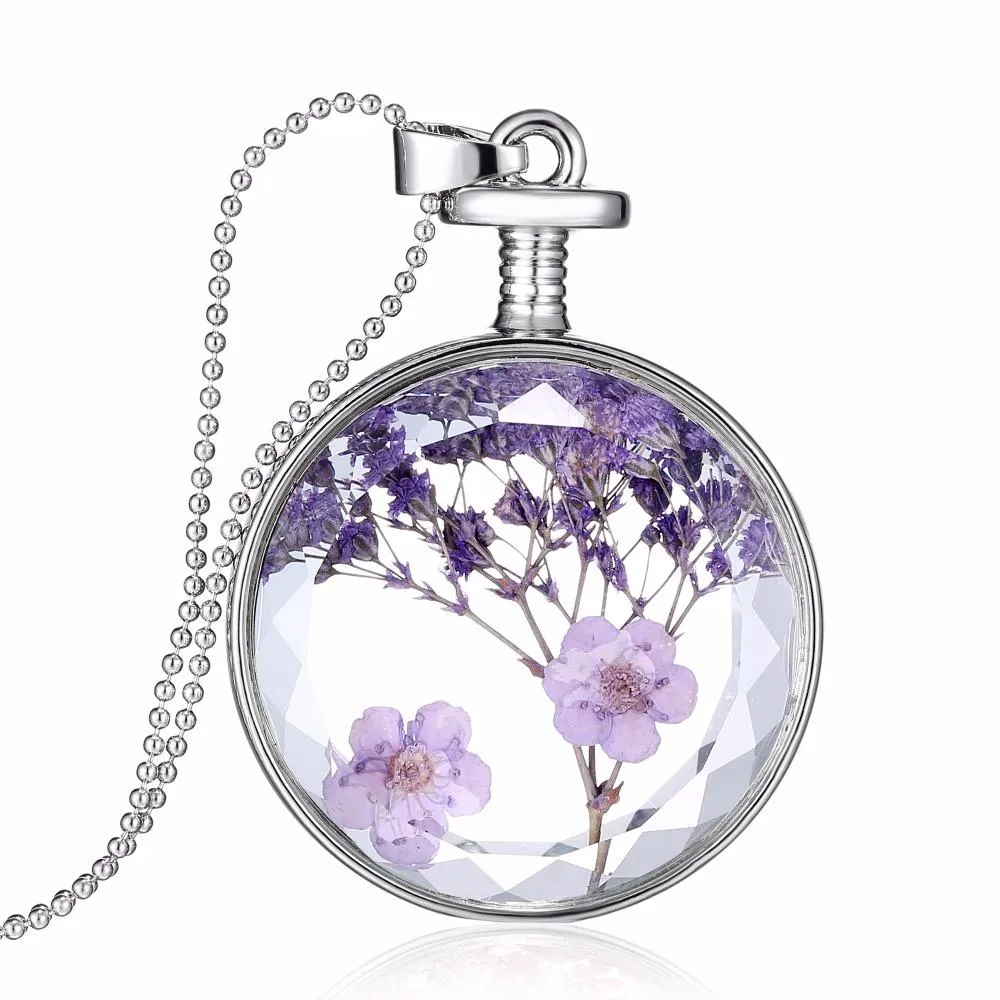 New Natural Real Decorative Dried Flowers Pendant Necklace