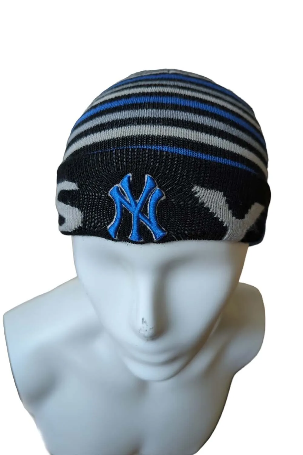 NY Yankees Hat Vintage Striped Knit Winter Beanie Genuine Merchandise- Hat2522 - Pepper Tree London