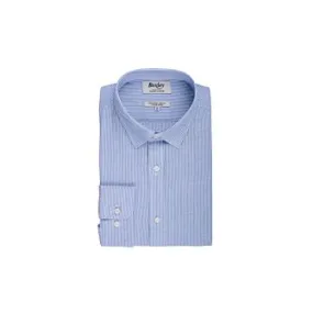 Ocean Blue & White trim cotton linen shirt - EDIBERT