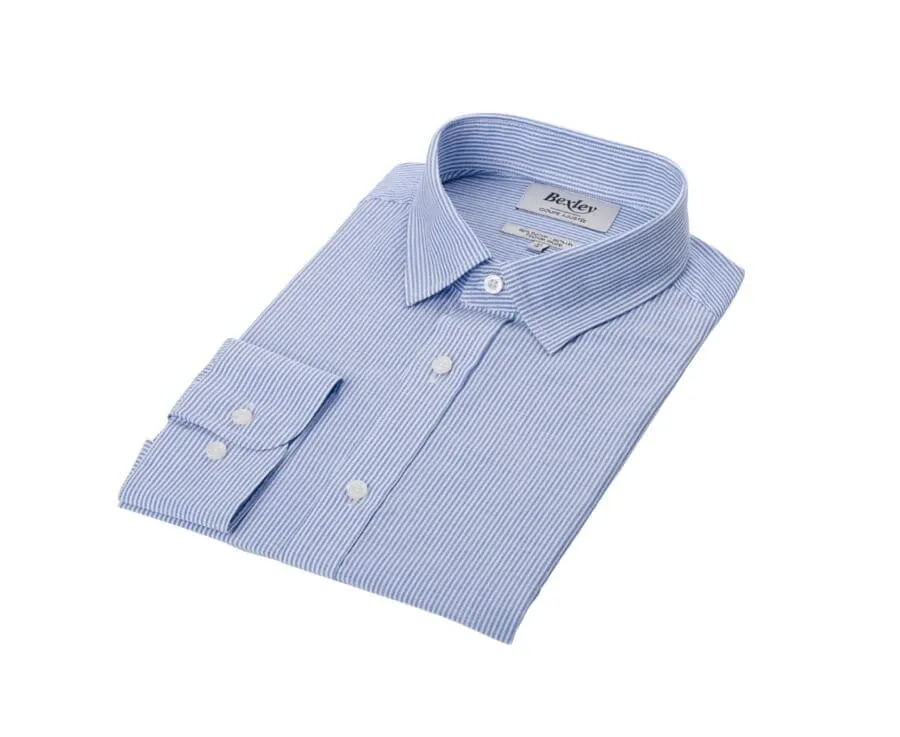 Ocean Blue & White trim cotton linen shirt - EDIBERT