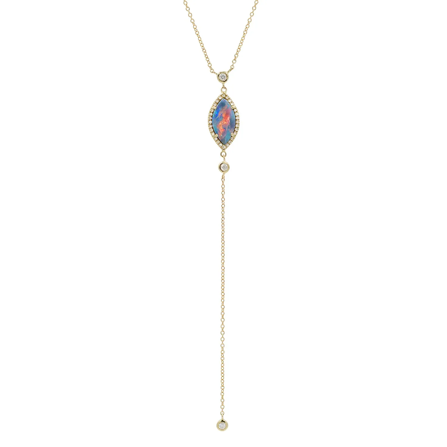 Opal Marquise Lariat Necklace With Diamonds