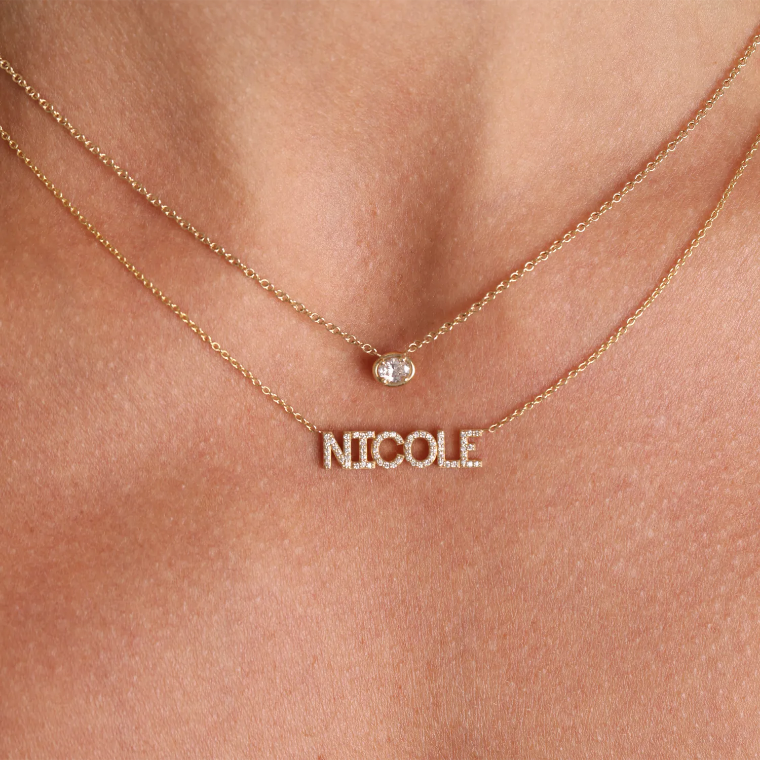 Oval Diamond Solitaire Necklace