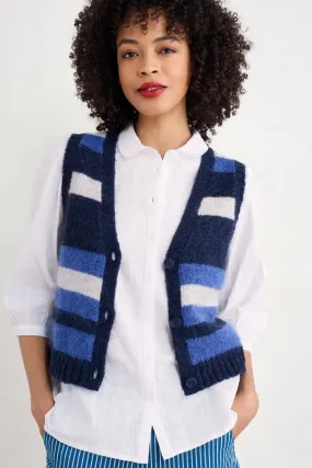 Painter Striped Button-Down Vest Contains Mohair