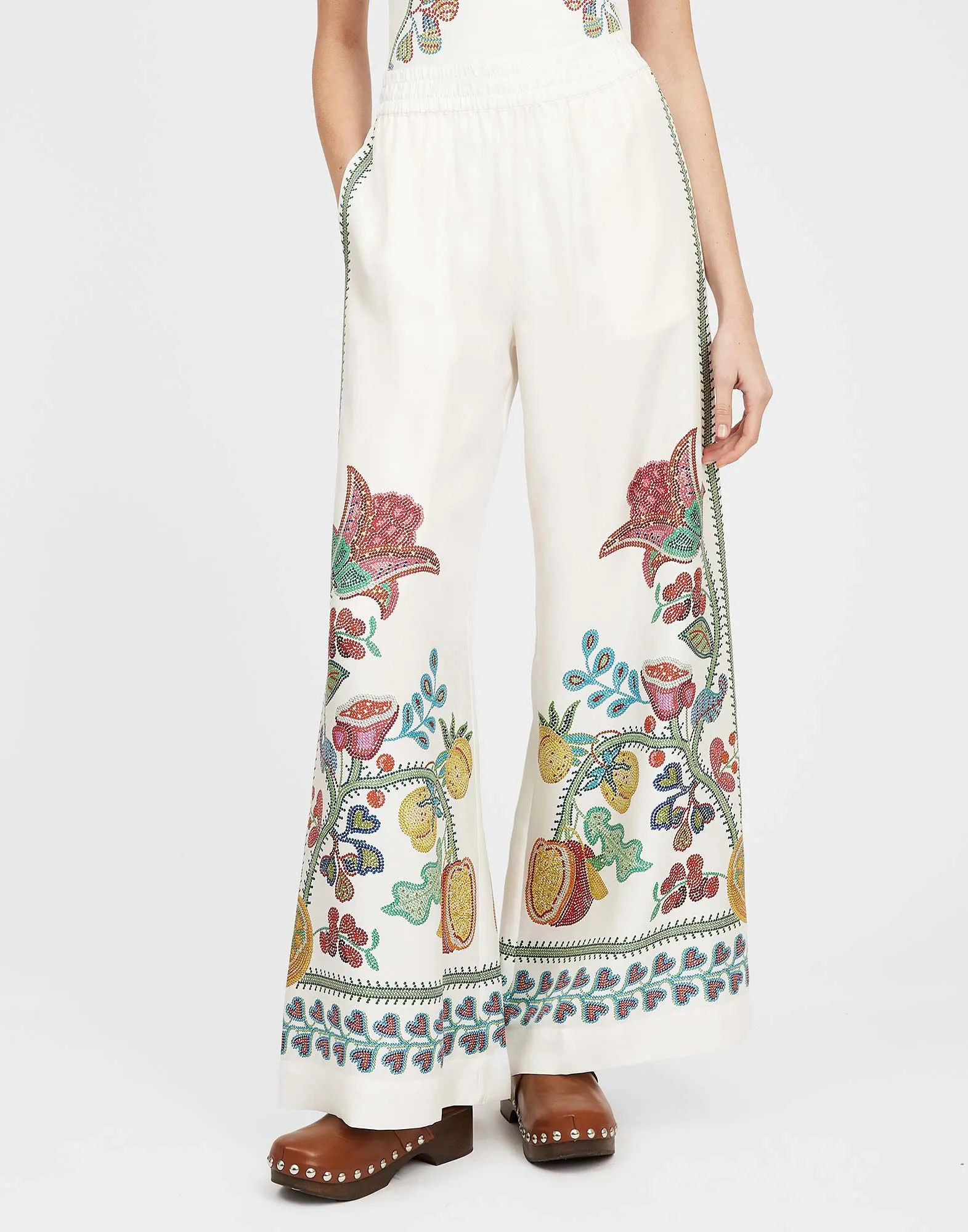 Palazzo Pants in Grenadilla Placée Off White for Women | La DoubleJ