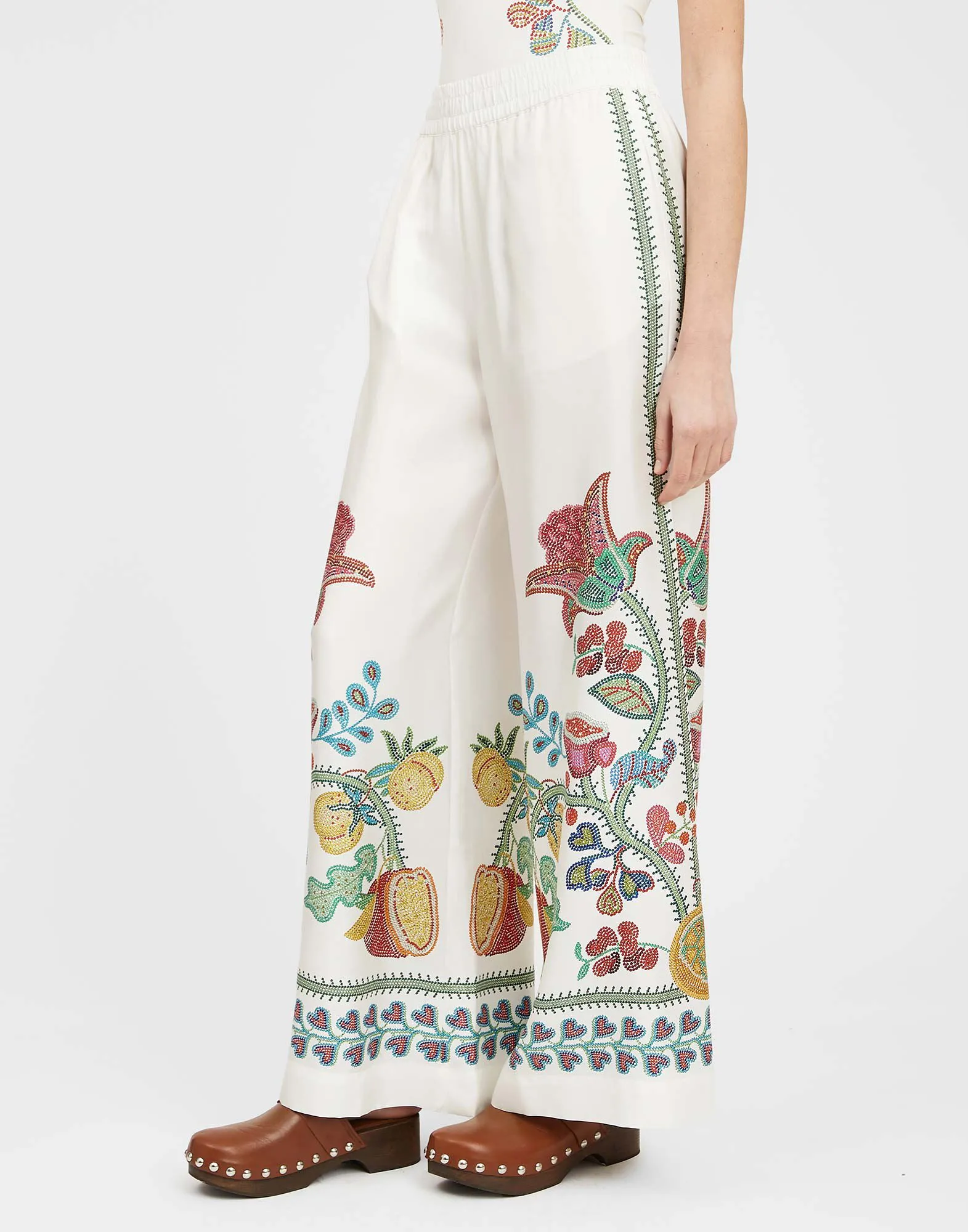 Palazzo Pants in Grenadilla Placée Off White for Women | La DoubleJ