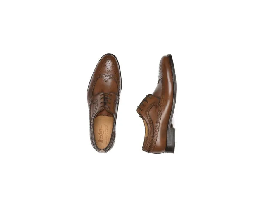 Patina Chestnut Derby Shoes - Leather outsole - TURNFORD