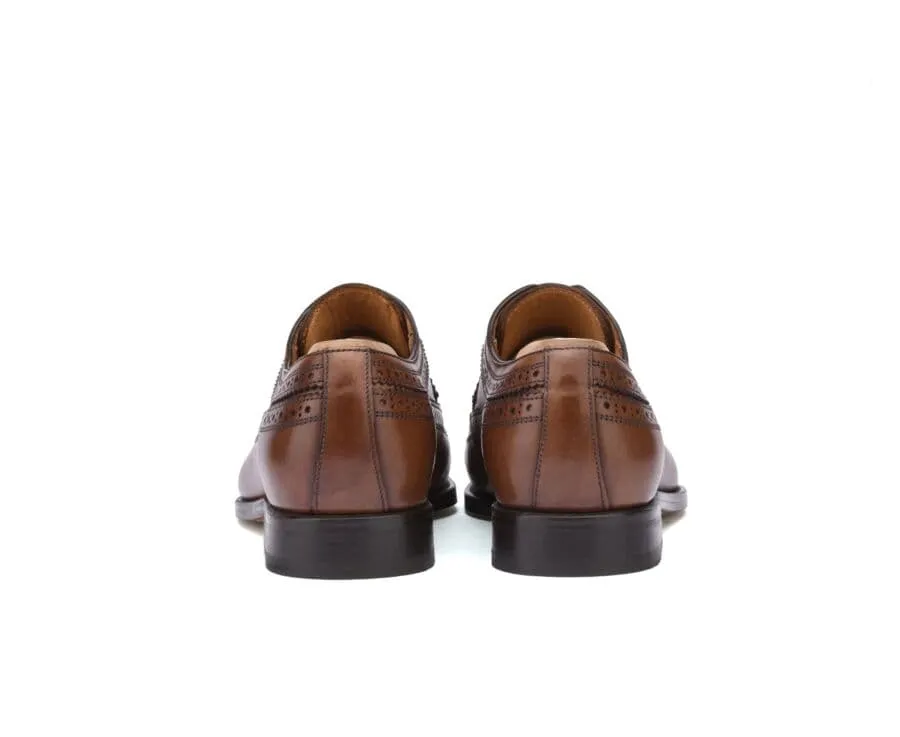 Patina Chestnut Derby Shoes - Leather outsole - TURNFORD