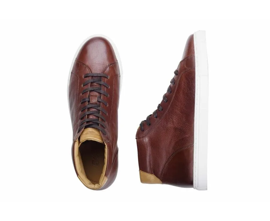 Patina Chocolate high top Trainers - THORNLEA