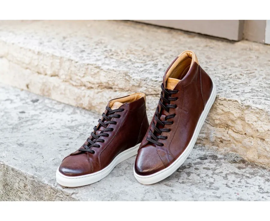 Patina Chocolate high top Trainers - THORNLEA