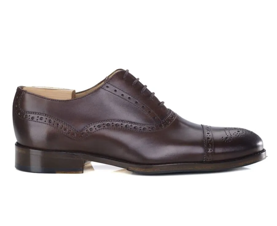 Patina Chocolate Oxford shoes - Rubber pad - HILCOTT PATIN