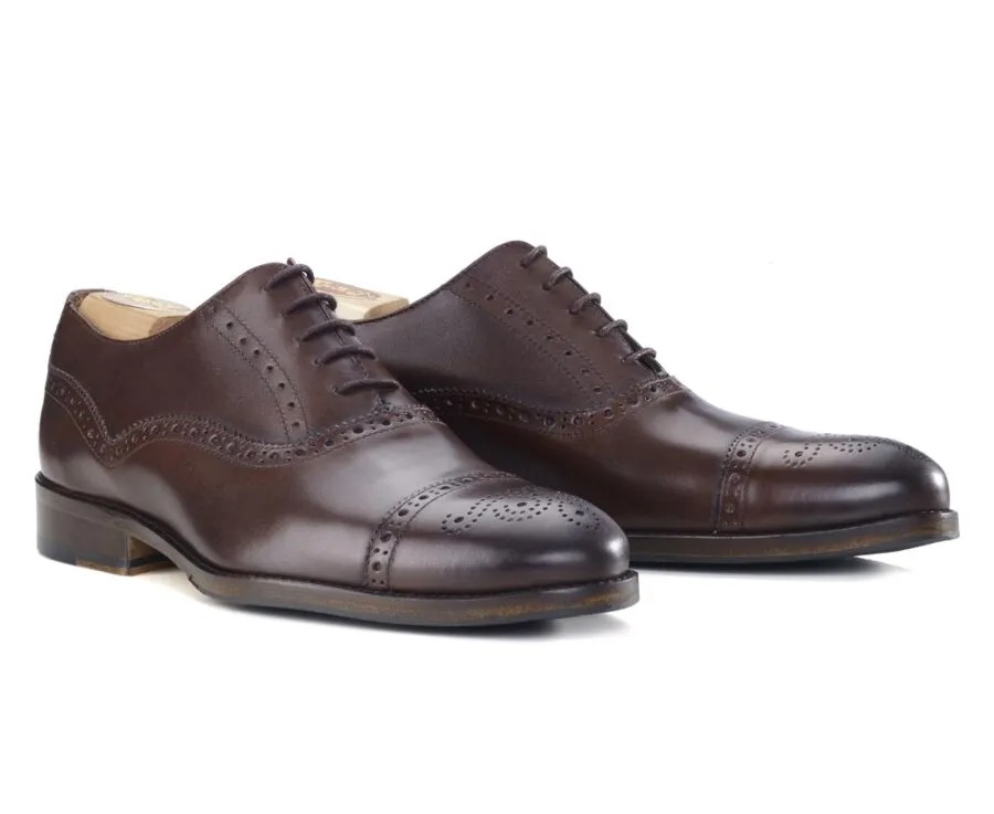 Patina Chocolate Oxford shoes - Rubber pad - HILCOTT PATIN