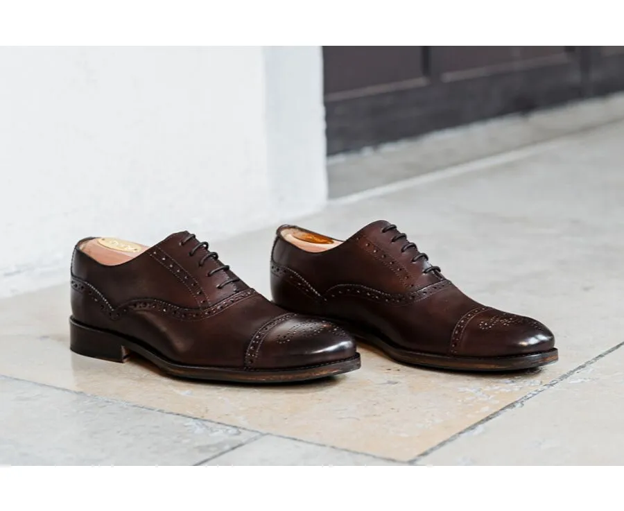 Patina Chocolate Oxford shoes - Rubber pad - HILCOTT PATIN