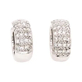 Pave Diamond Huggie Earrings 18k White Gold