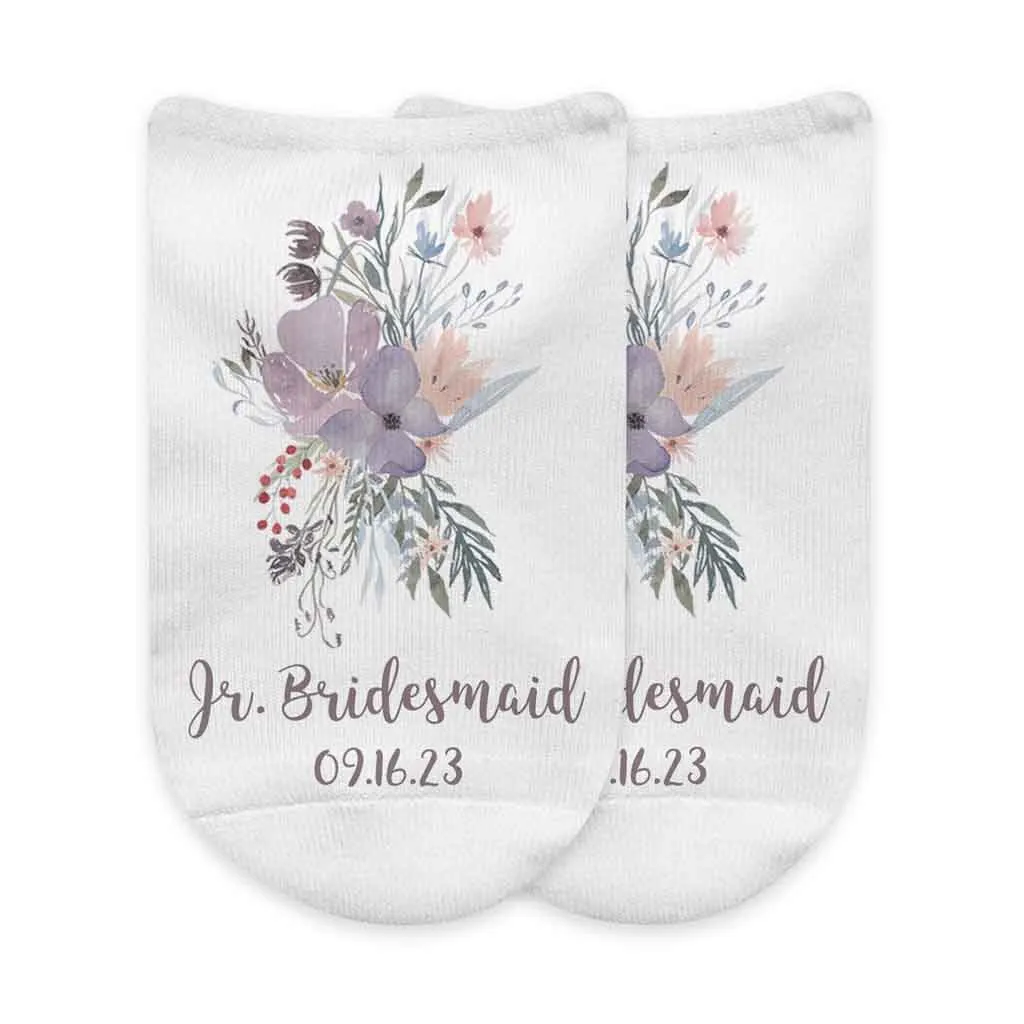 Personalized Bridal Party Socks with Watercolor Floral Design