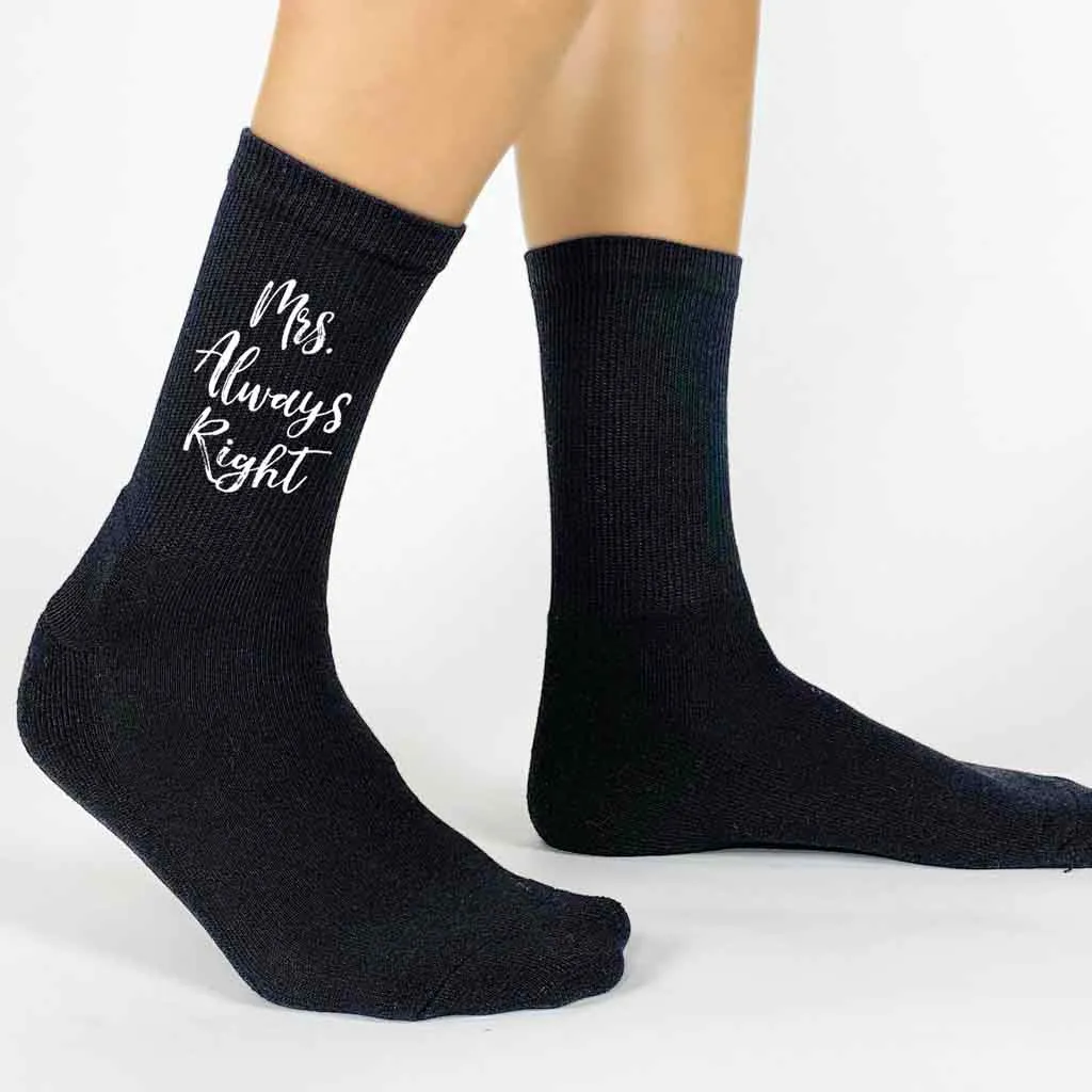 Personalized Socks - Mr. Right and Mrs. Always Right | Buy Now