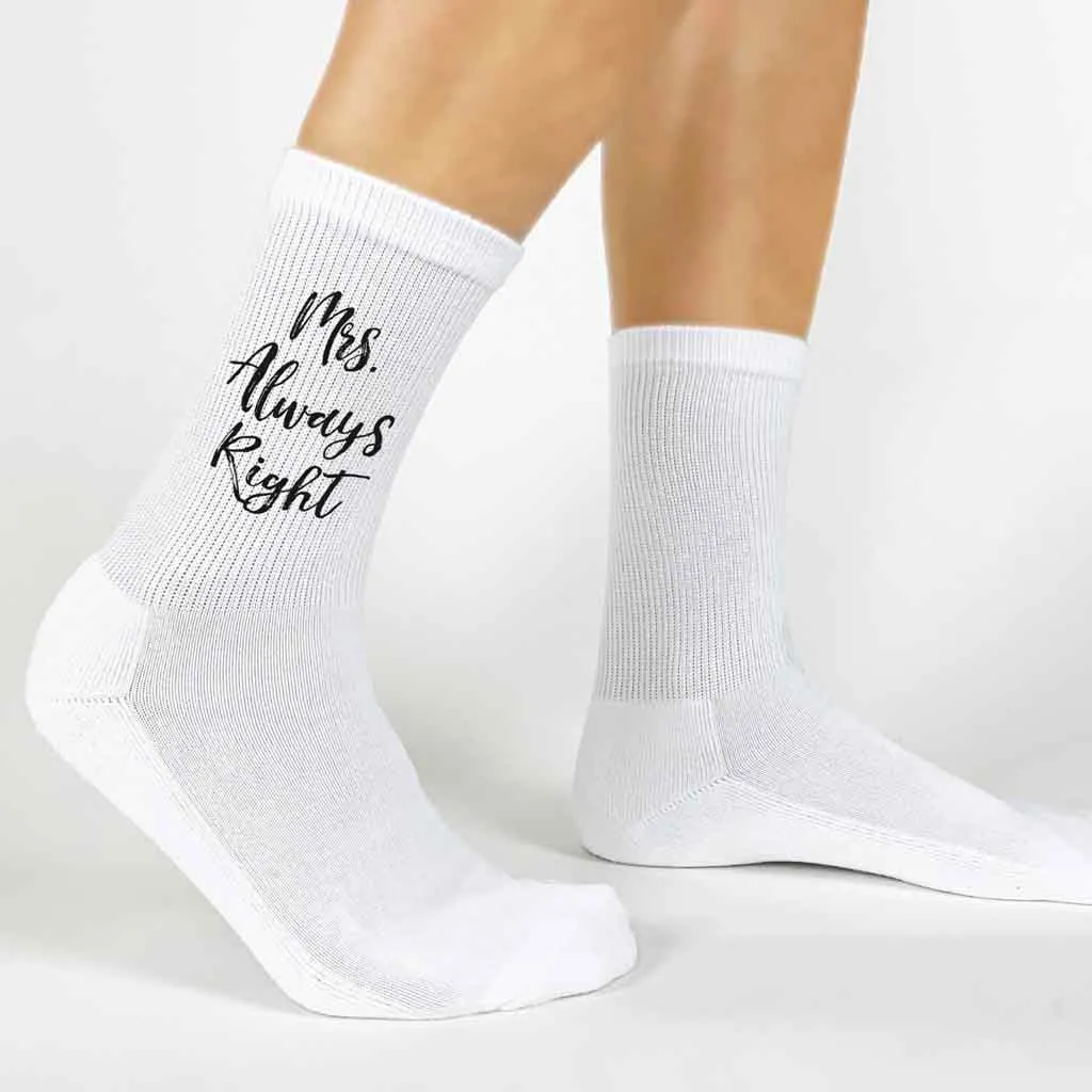 Personalized Socks - Mr. Right and Mrs. Always Right | Buy Now