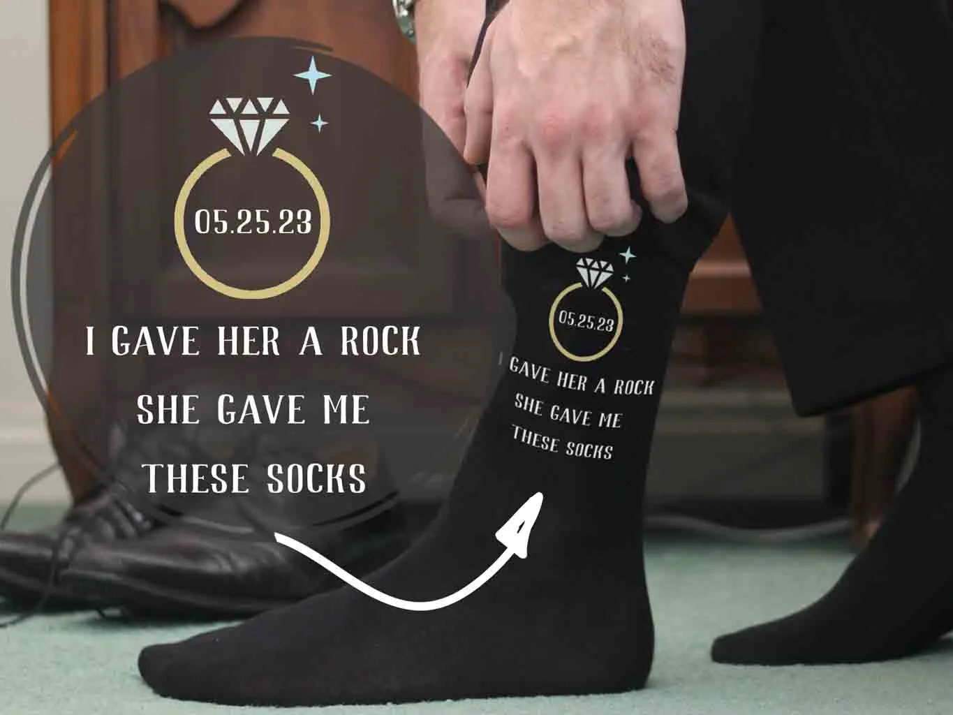 Personalized Wedding Day Socks for Groom with Humorous Design