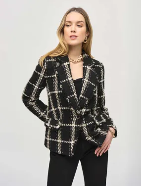 Plaid Bouclé Blazer With Pockets | Joseph Ribkoff