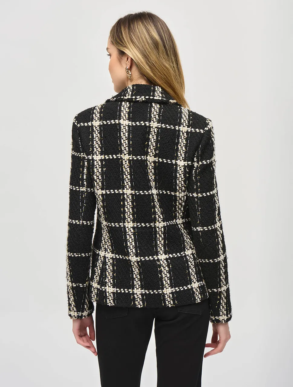 Plaid Bouclé Blazer With Pockets | Joseph Ribkoff