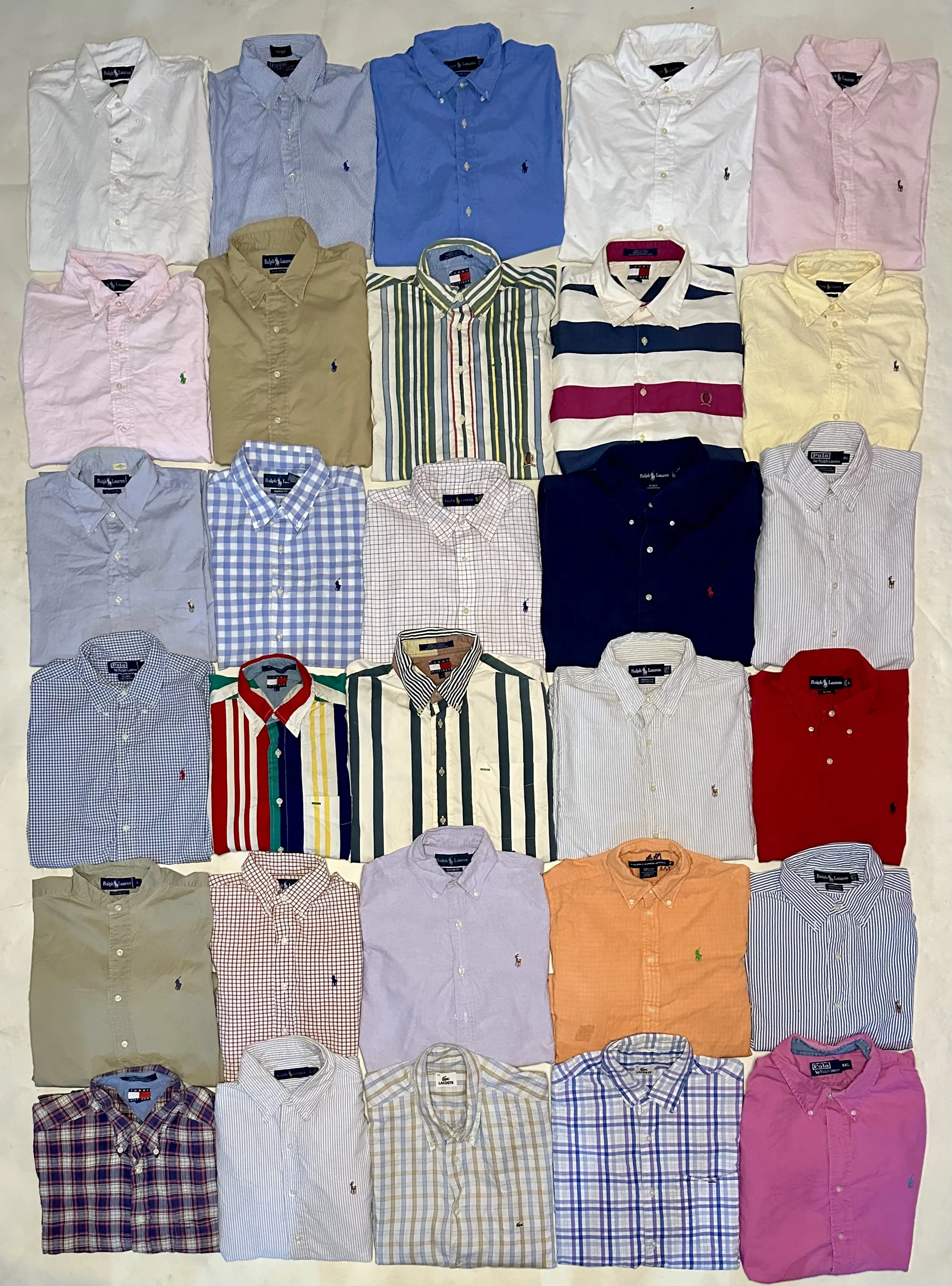 Polo/tommy/lacoste button down full sleeves shirts 30 piece