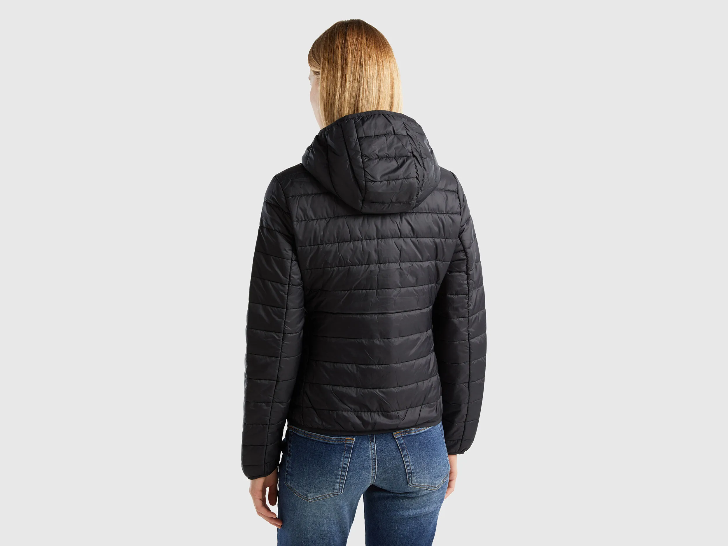 Puffer jacket with recycled wadding - Black | Benetton