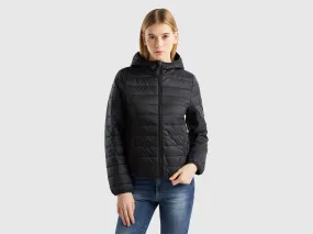 Puffer jacket with recycled wadding - Black | Benetton