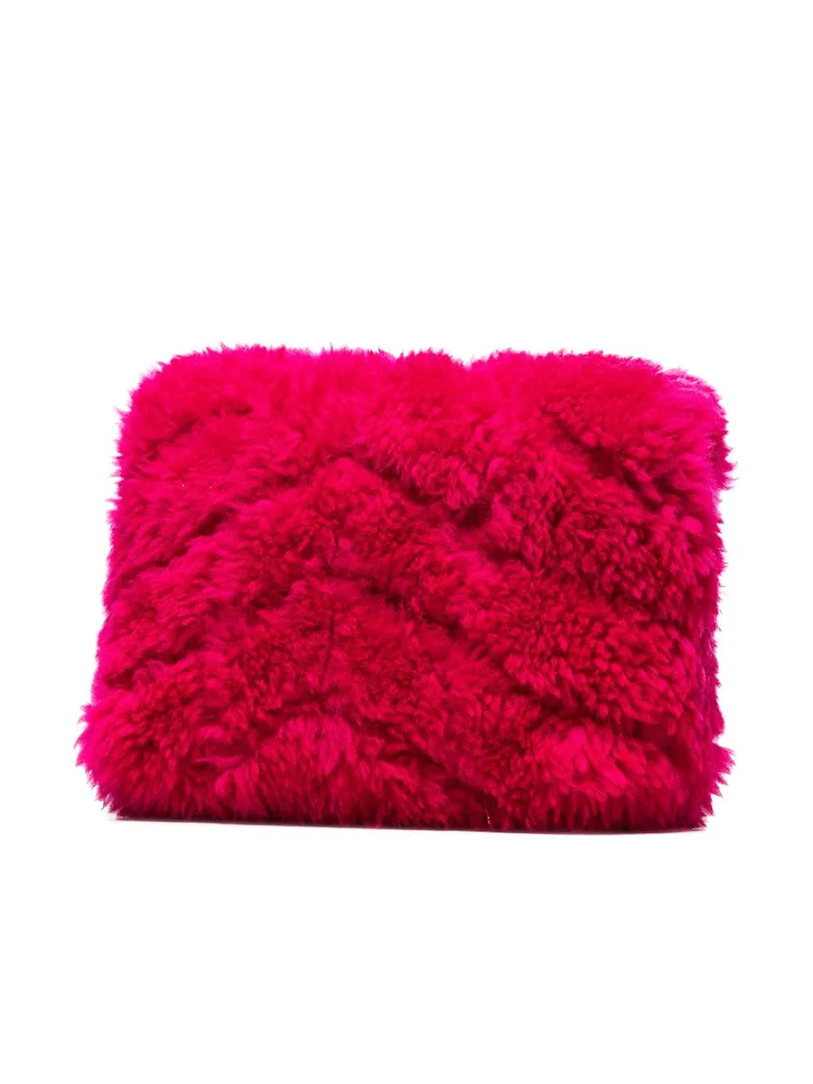 Puffer Small Pouch in Quilted Shearling and Lambskin