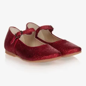 Red Glitter Leather Shoes