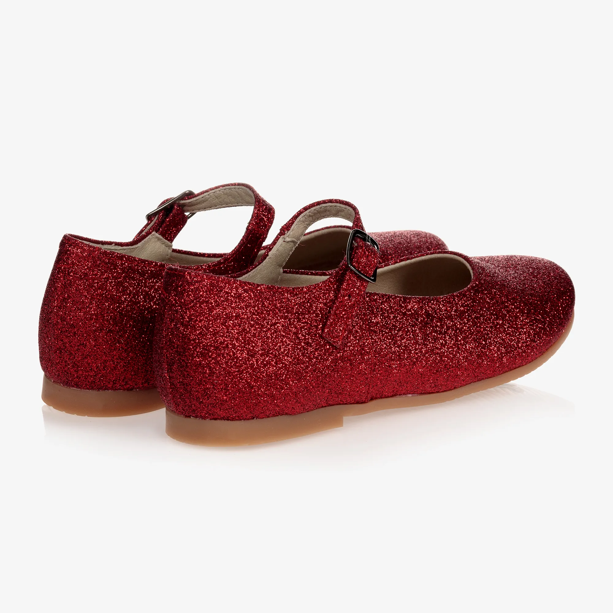 Red Glitter Leather Shoes