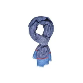 Red patterned Indigo Blue cotton linen Scarf