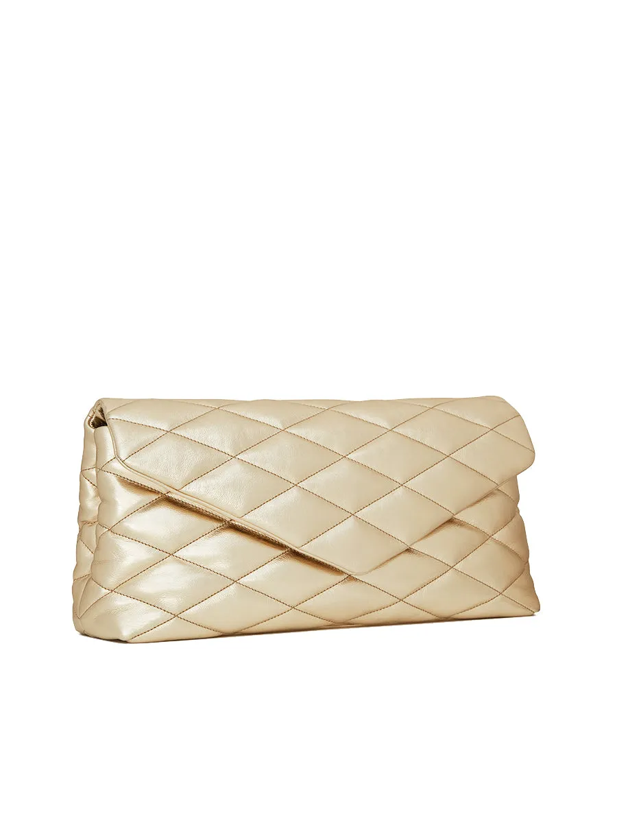 Sade Puffer Envelope Clutch in Lame Leather