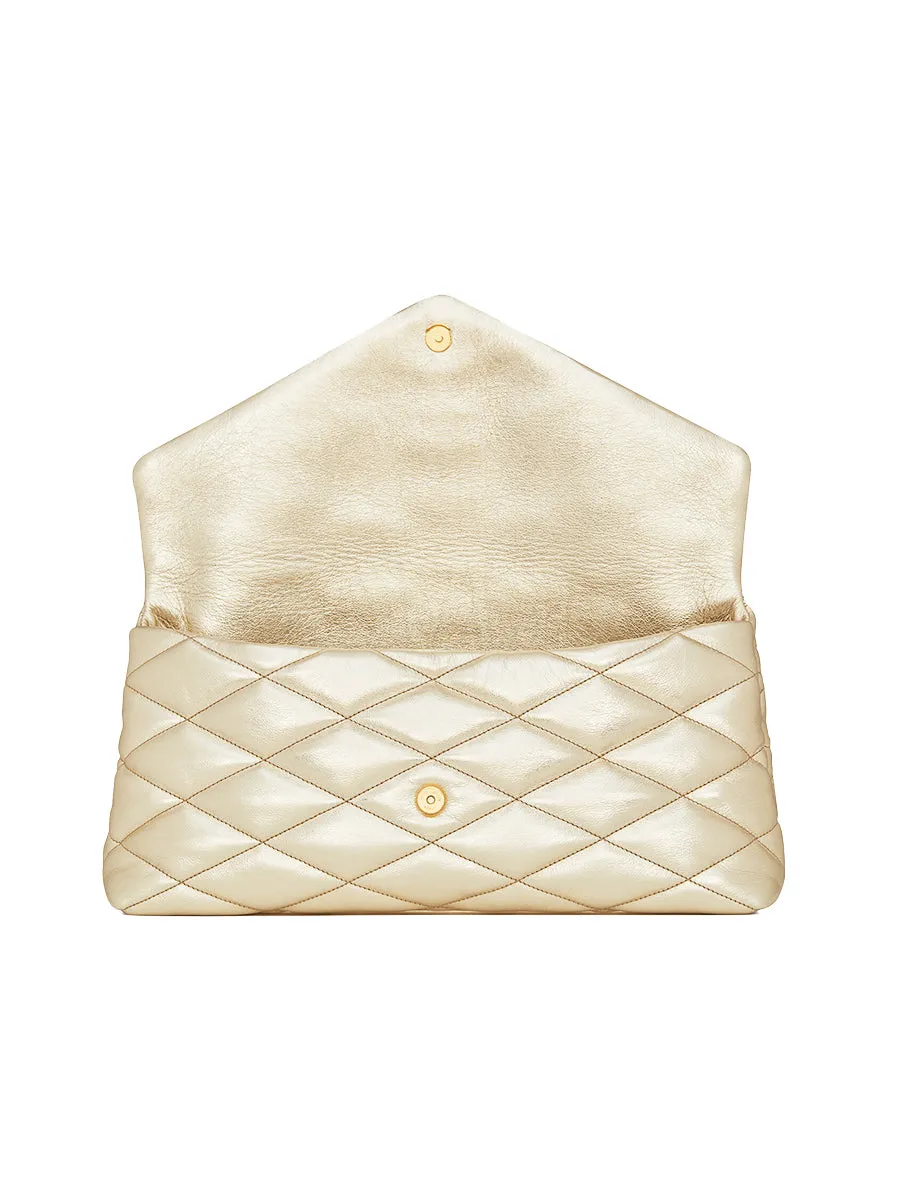 Sade Puffer Envelope Clutch in Lame Leather