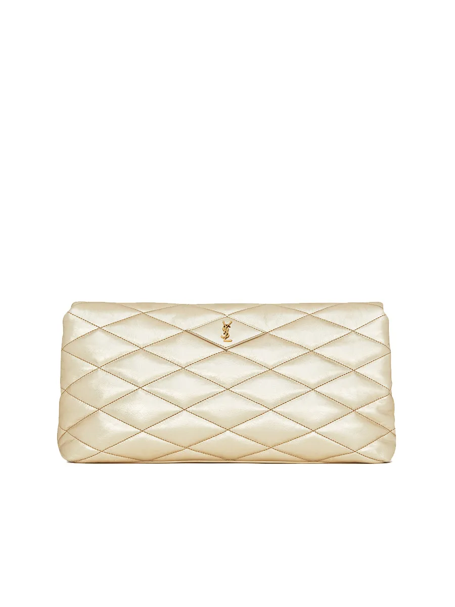 Sade Puffer Envelope Clutch in Lame Leather