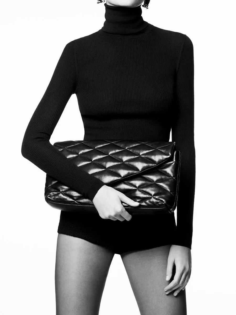 Sade Puffer Envelope Clutch in Lame Leather