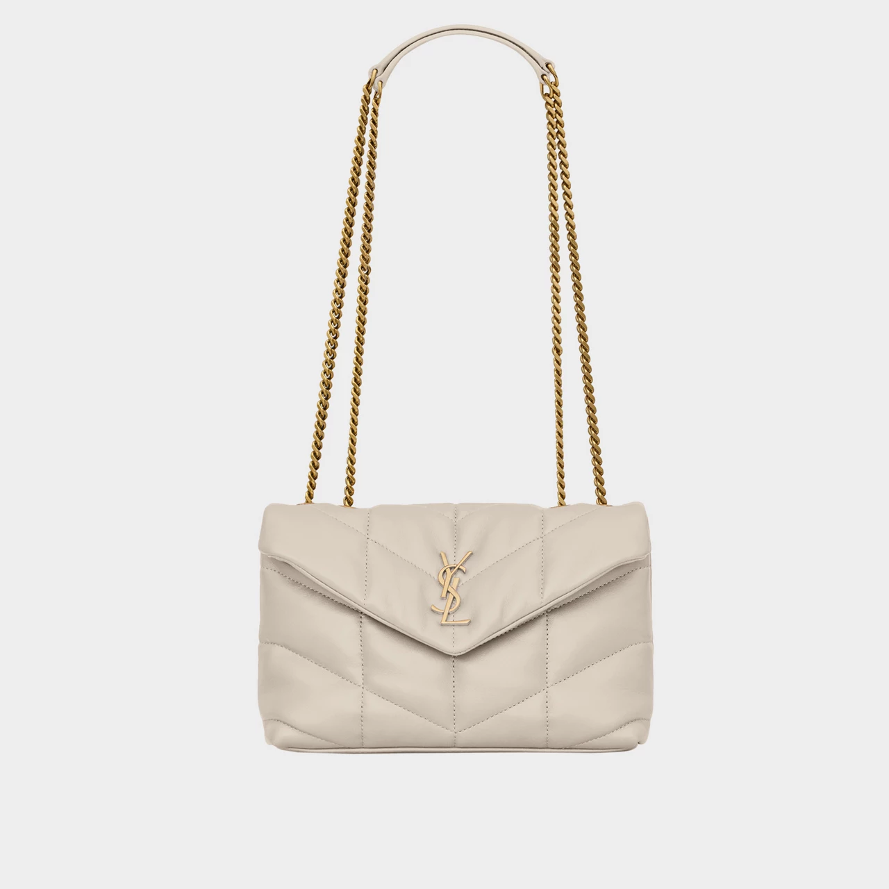 SAINT LAURENT Toy Puffer Nappa Leather Shoulder Bag - CREMA SOFT