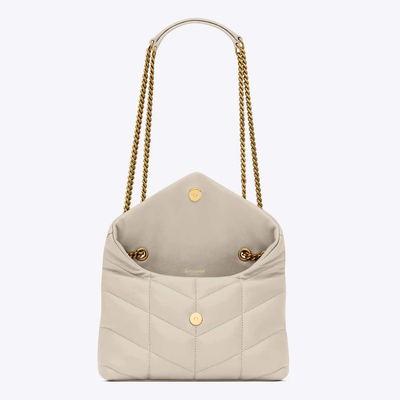 SAINT LAURENT Toy Puffer Nappa Leather Shoulder Bag - CREMA SOFT