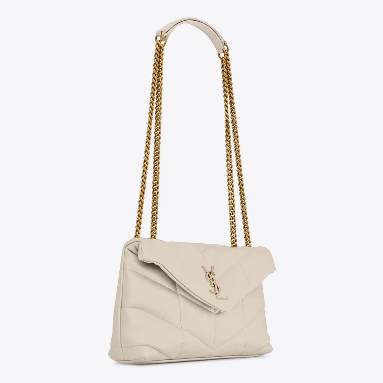 SAINT LAURENT Toy Puffer Nappa Leather Shoulder Bag - CREMA SOFT