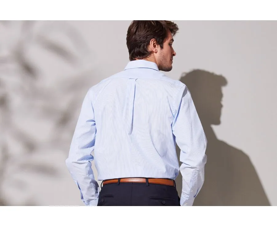 Shirt with thin blue stripes - Chest pocket - AUGUSTIN