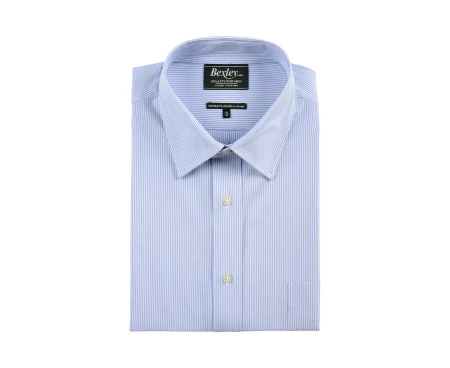 Shirt with thin blue stripes - Chest pocket - AUGUSTIN