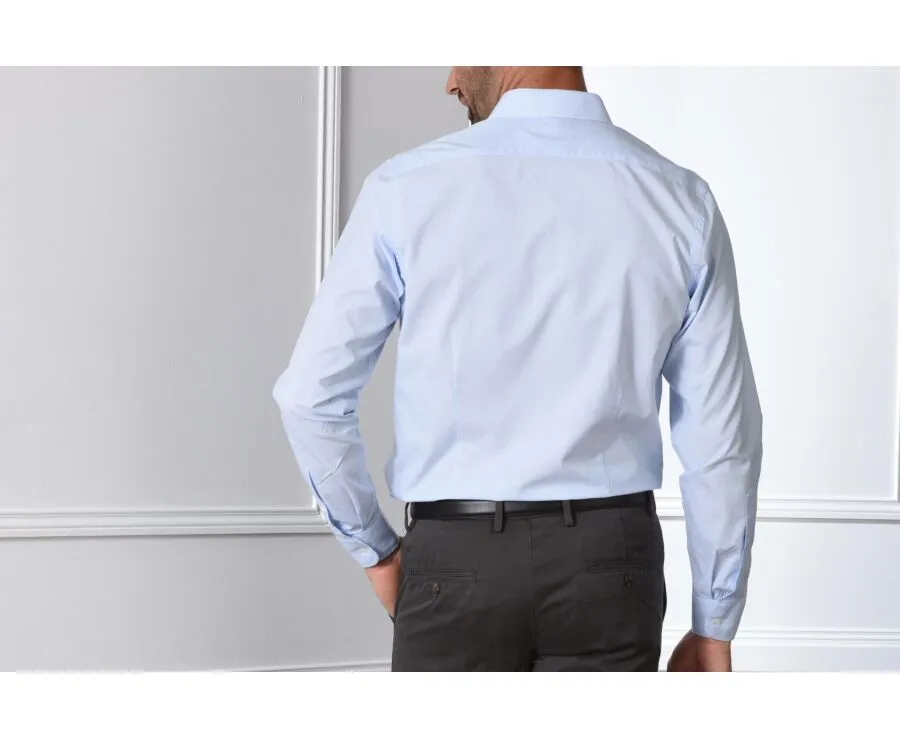 Shirt with thin blue stripes - Straight collar - ANTOINE