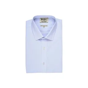 Shirt with thin blue stripes - Straight collar - ANTOINE