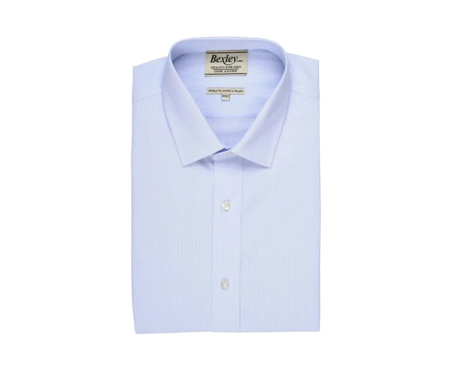 Shirt with thin blue stripes - Straight collar - ANTOINE