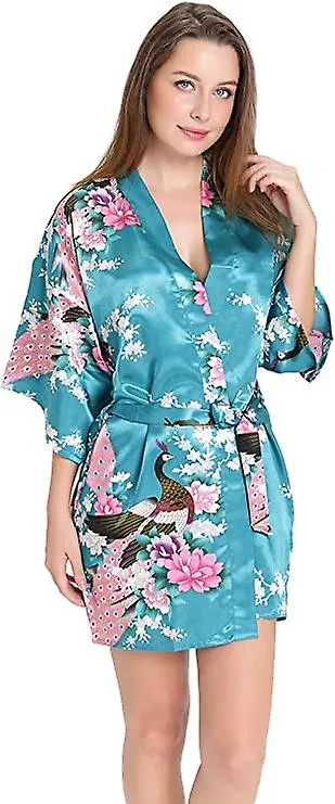 Silk Satin Wedding Bride Bridesmaid Robe Floral Bathrobe Short Kimono Robe Night Robe Bath Robe Fashion Dressing Gown For Women