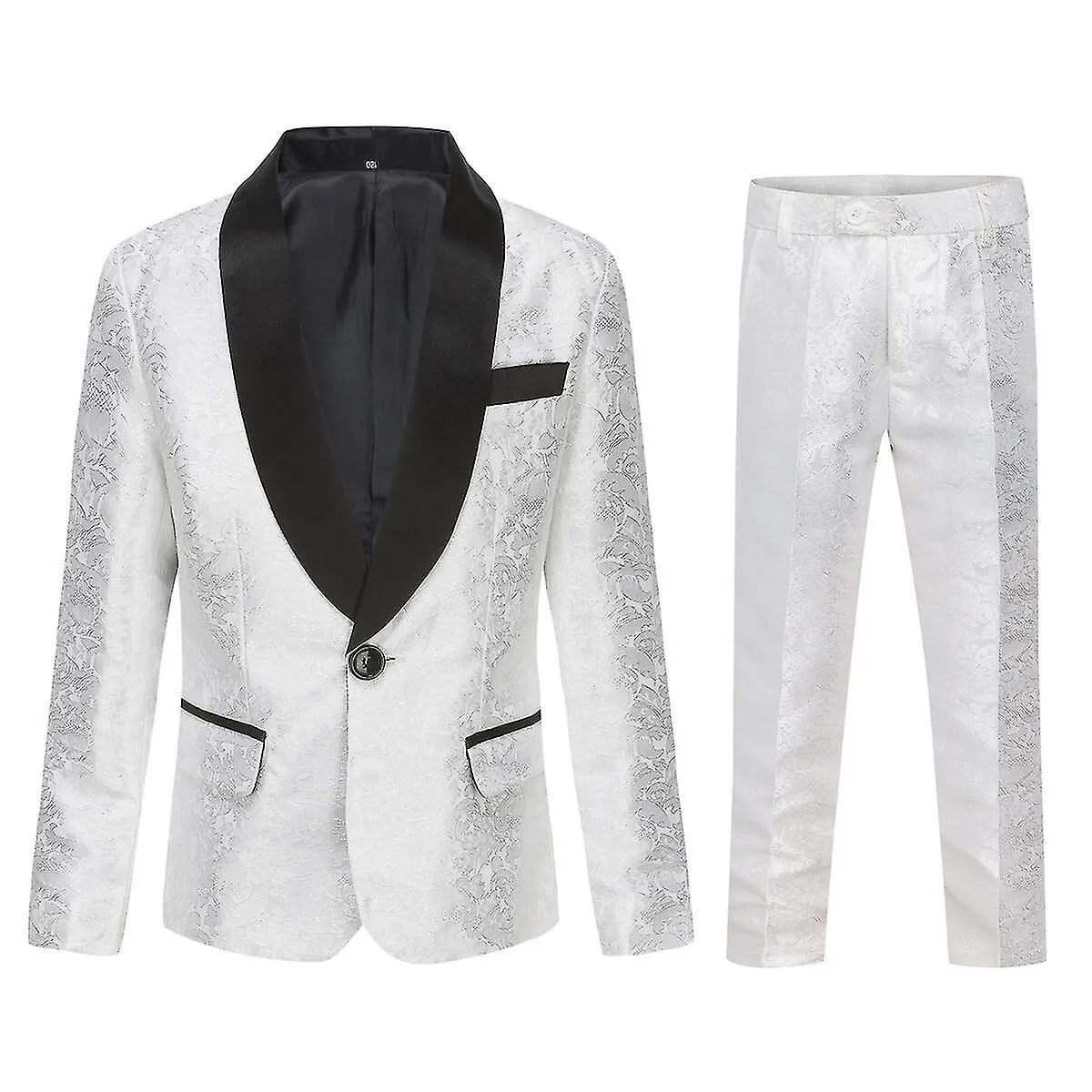 Sliktaa Boys Teen Suit 2Pcs Embroidery Printing Dress Formal Wedding Blazer and Pants