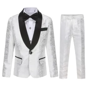 Sliktaa Boys Teen Suit 2Pcs Embroidery Printing Dress Formal Wedding Blazer and Pants