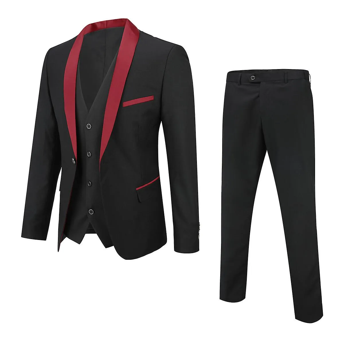 Sliktaa Mens 3-Pce Dress Suit Wedding Blazer Waistcoat Pants